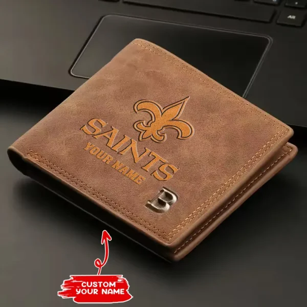 New Orleans Saints Fashion Light Face Soft Leather Mens Horizontal Multifunctional Wallet SPTMLFSW055