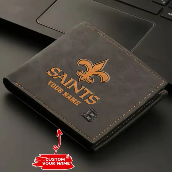 New Orleans Saints Fashion Light Face Soft Leather Mens Horizontal Multifunctional Wallet SPTMLFSW055 - Image 2