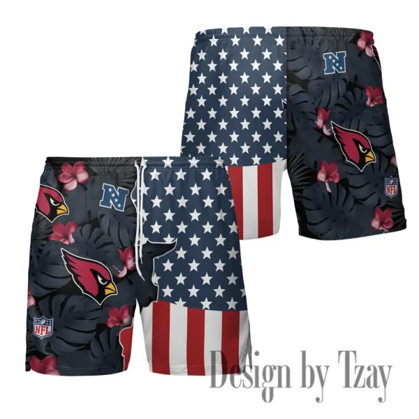 Arizona Cardinals Men's American Flag Board Shorts BGSHORT444