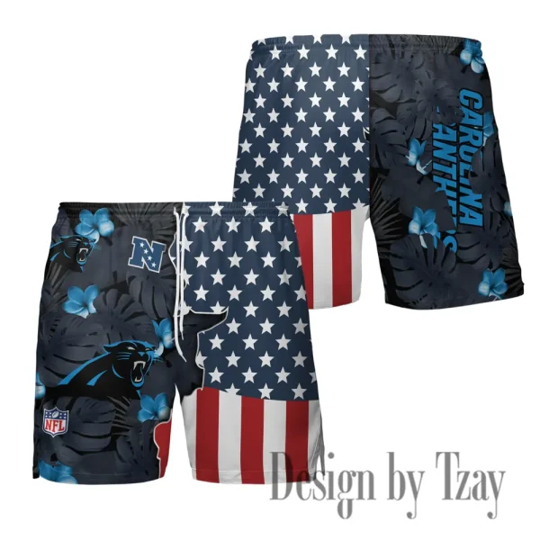 Carolina Panthers Men's American Flag Board Shorts BGSHORT448