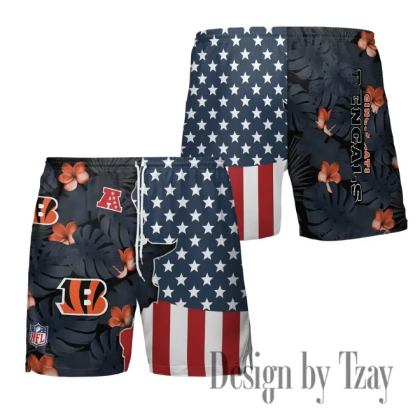 Cincinnati Bengals Men's American Flag Board Shorts BGSHORT450
