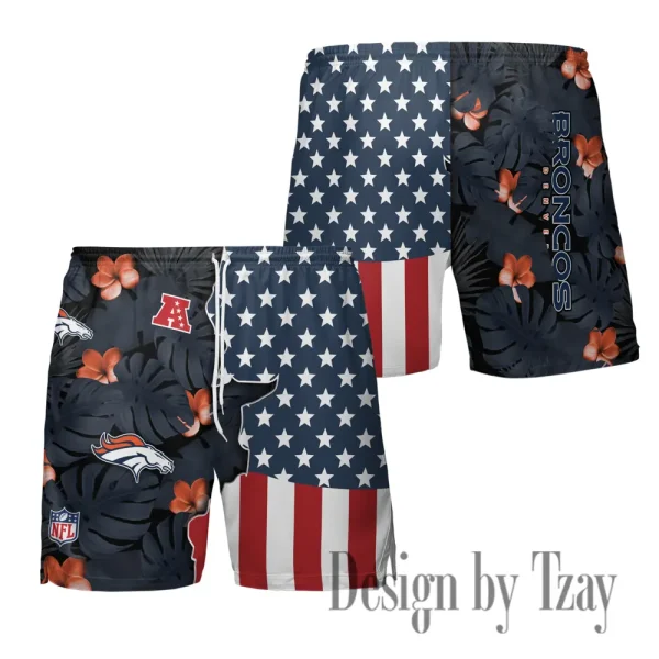 Denver Broncos Men's American Flag Board Shorts BGSHORT453