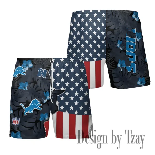Detroit Lions Men's American Flag Board Shorts BGSHORT454