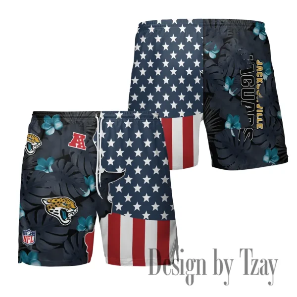 Jacksonville Jaguars Men's American Flag Board Shorts BGSHORT458