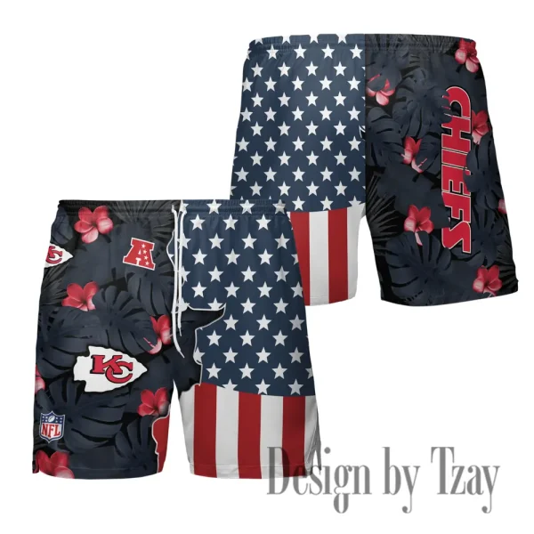 Kansas City Chiefs Men's American Flag Board Shorts BGSHORT459