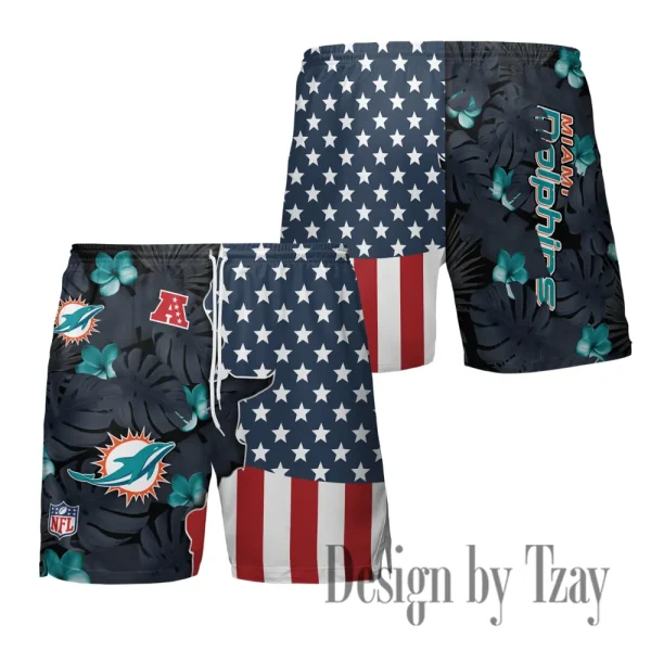 Miami Dolphins Men's American Flag Board Shorts BGSHORT463