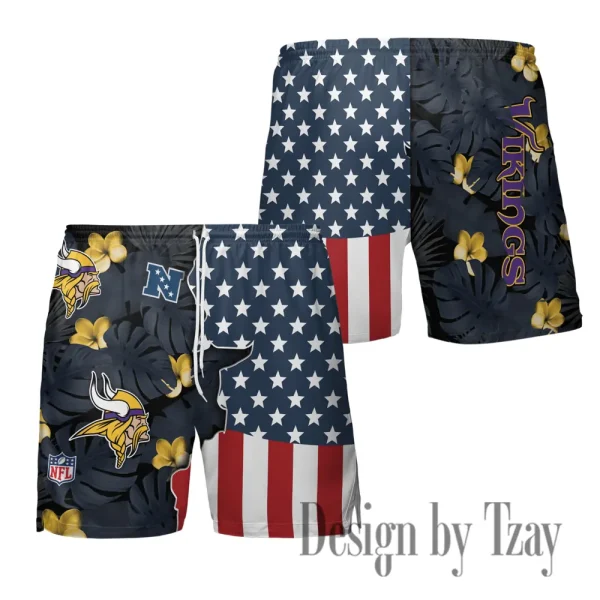 Minnesota Vikings Men's American Flag Board Shorts BGSHORT464