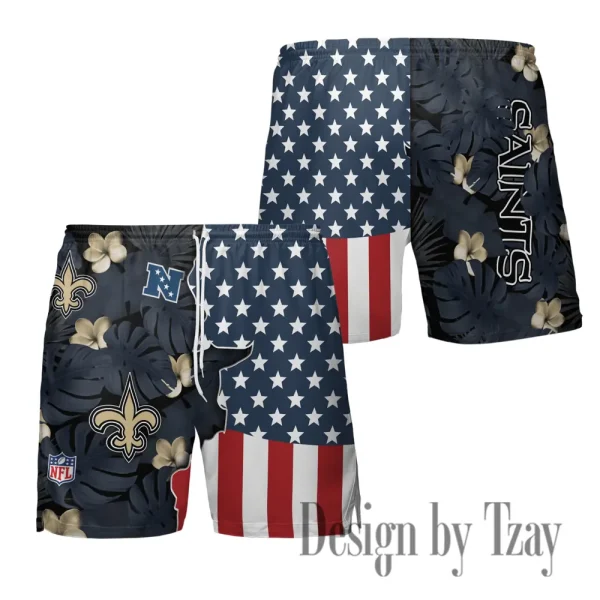 New Orleans Saints Men's American Flag Board Shorts BGSHORT466