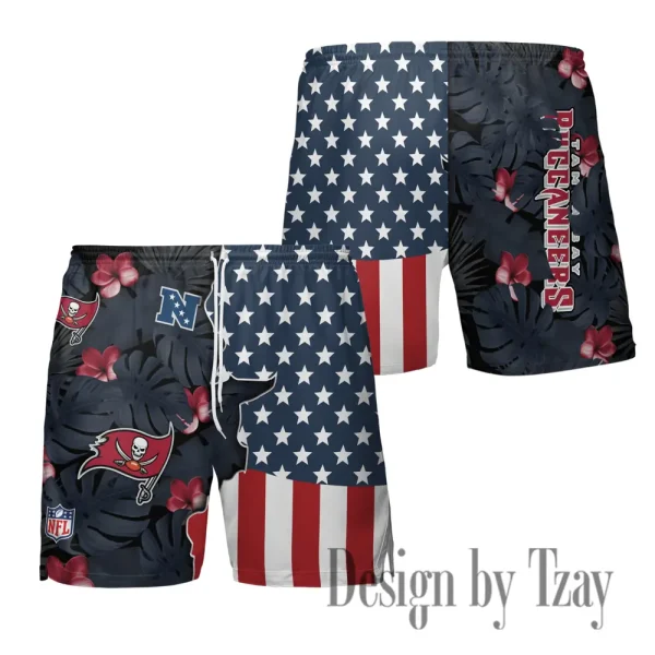 Tampa Bay Buccaneers Men's American Flag Board Shorts BGSHORT473