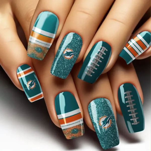 Miami Dolphins NFL All Team Nail Box Full Set Gift For Fan SPTNAILBOX015
