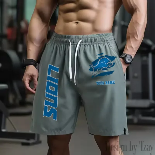 Detroit Lions Men's Shorts Badminton Sports Shorts Summer SPTMBSS075 - Image 3