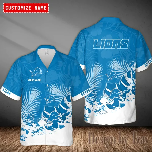 Detroit Lions Casual Men's Hawaiian Shirt 3D Printed New AZHWS1099