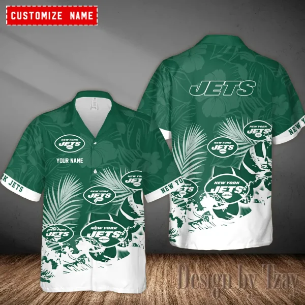 New York Jets Casual Men's Hawaiian Shirt 3D Printed New AZHWS1113