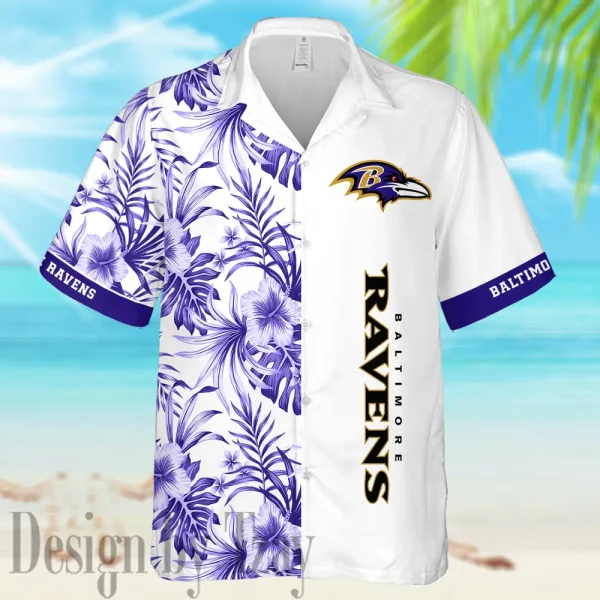 Baltimore Ravens Casual Men's Hawaiian Shirt And Shorts 3D Printed New AZHWS1123 - Image 2
