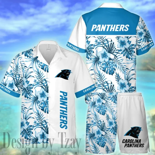 Carolina Panthers Casual Men's Hawaiian Shirt And Shorts 3D Printed New AZHWS1125