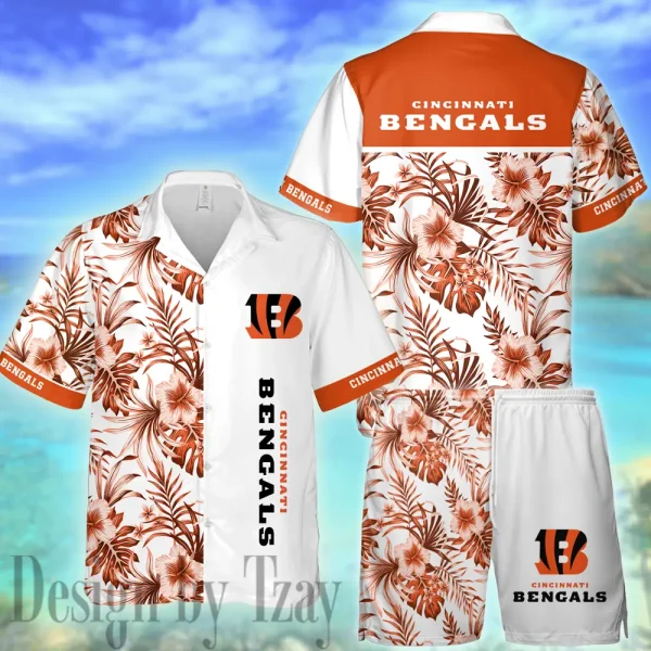 Cincinnati Bengals Casual Men's Hawaiian Shirt And Shorts 3D Printed New AZHWS1127