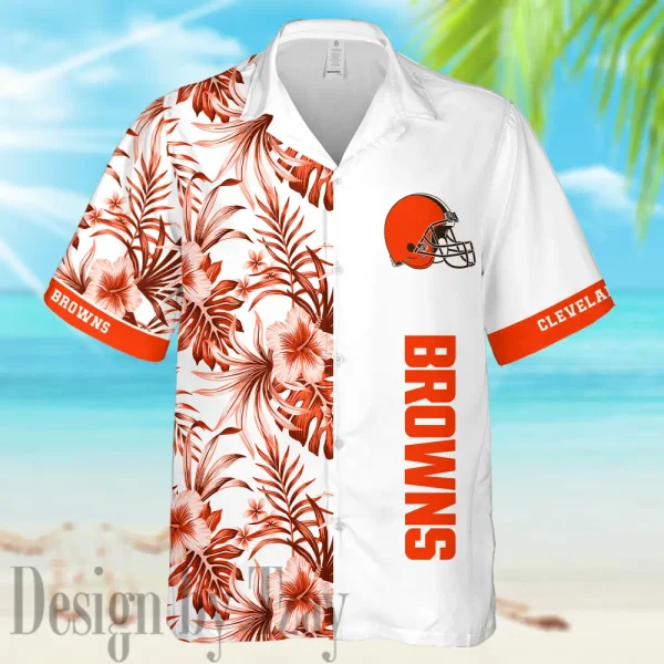 Cleveland Browns Casual Men's Hawaiian Shirt And Shorts 3D Printed New AZHWS1128 - Image 2