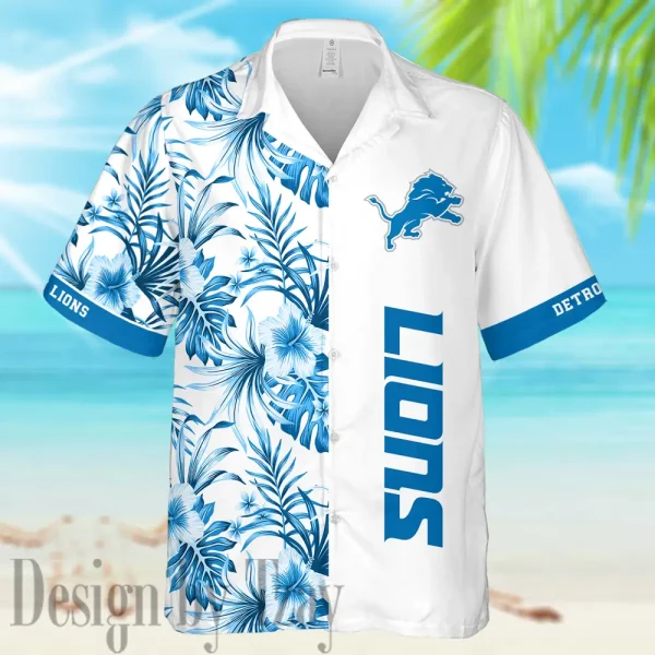 Detroit Lions Casual Men's Hawaiian Shirt And Shorts 3D Printed New AZHWS1131