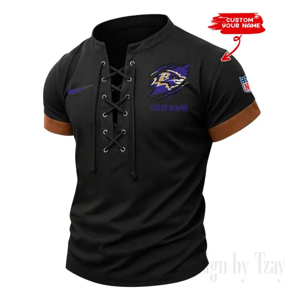Baltimore Ravens Men Casual Lace-up Short Sleeve T-shirt New Design 2025 SPTMLUSTS131