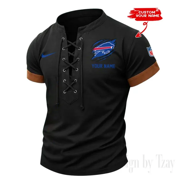 Buffalo Bills Men Casual Lace-up Short Sleeve T-shirt New Design 2025 SPTMLUSTS132