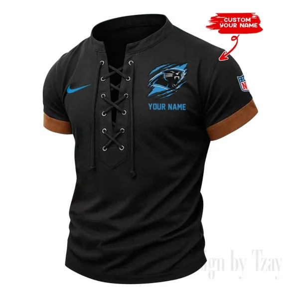 Carolina Panthers Men Casual Lace-up Short Sleeve T-shirt New Design 2025 SPTMLUSTS133