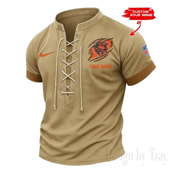 Chicago Bears Men Casual Lace-up Short Sleeve T-shirt New Design 2025 SPTMLUSTS134 - Image 2