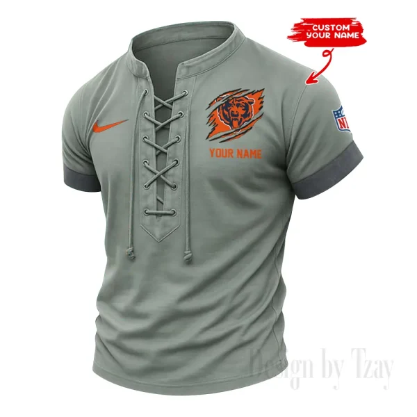 Chicago Bears Men Casual Lace-up Short Sleeve T-shirt New Design 2025 SPTMLUSTS134 - Image 3