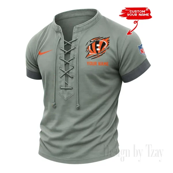 Cincinnati Bengals Men Casual Lace-up Short Sleeve T-shirt New Design 2025 SPTMLUSTS135 - Image 2