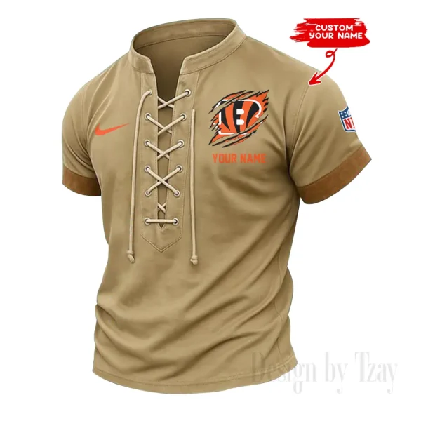 Cincinnati Bengals Men Casual Lace-up Short Sleeve T-shirt New Design 2025 SPTMLUSTS135 - Image 3