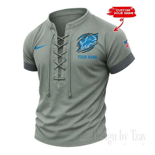 Detroit Lions Men Casual Lace-up Short Sleeve T-shirt New Design 2025 SPTMLUSTS139 - Image 3