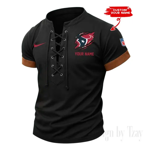 Houston Texans Men Casual Lace-up Short Sleeve T-shirt New Design 2025 SPTMLUSTS141