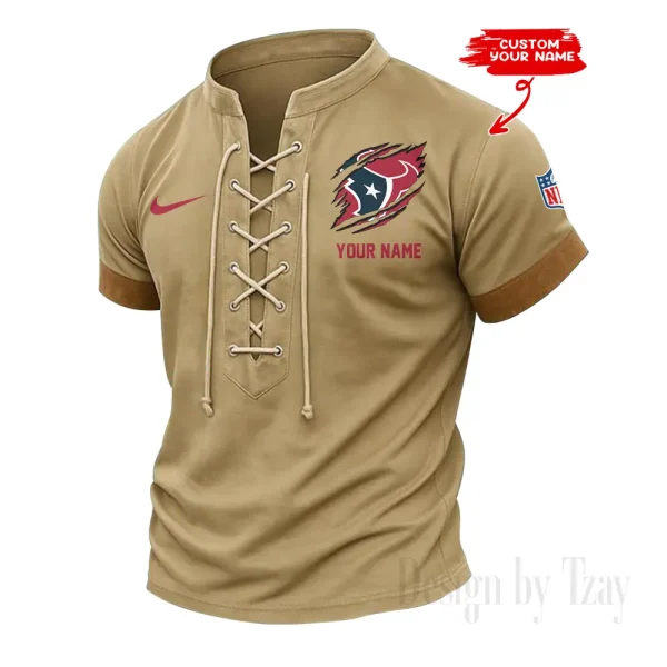 Houston Texans Men Casual Lace-up Short Sleeve T-shirt New Design 2025 SPTMLUSTS141 - Image 3