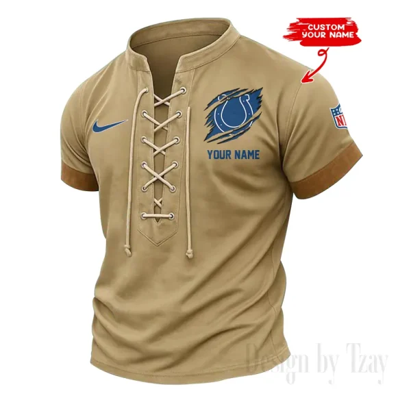 Indianapolis Colts Men Casual Lace-up Short Sleeve T-shirt New Design 2025 SPTMLUSTS142 - Image 2