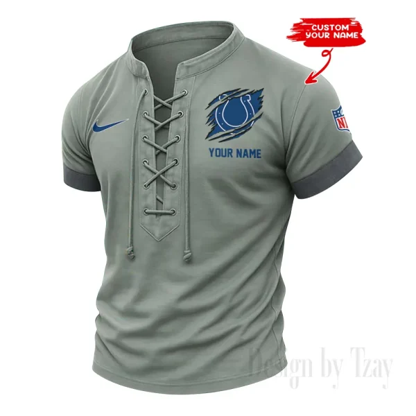 Indianapolis Colts Men Casual Lace-up Short Sleeve T-shirt New Design 2025 SPTMLUSTS142 - Image 3