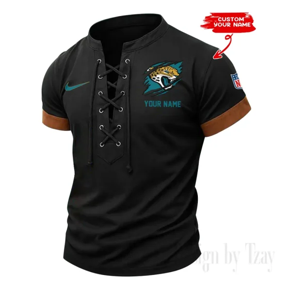 Jacksonville Jaguars Men Casual Lace-up Short Sleeve T-shirt New Design 2025 SPTMLUSTS143 - Image 2