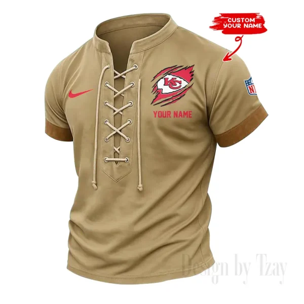 Kansas City Chiefs Men Casual Lace-up Short Sleeve T-shirt New Design 2025 SPTMLUSTS144 - Image 2