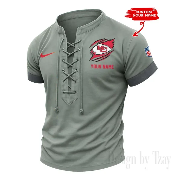 Kansas City Chiefs Men Casual Lace-up Short Sleeve T-shirt New Design 2025 SPTMLUSTS144 - Image 3