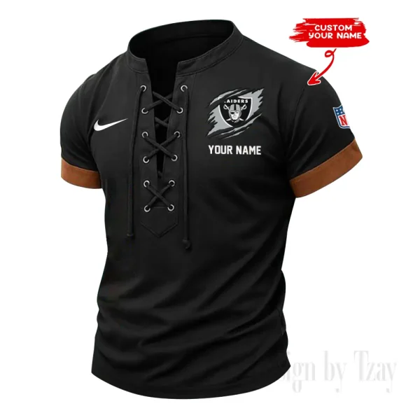 Las Vegas Raiders Men Casual Lace-up Short Sleeve T-shirt New Design 2025 SPTMLUSTS145