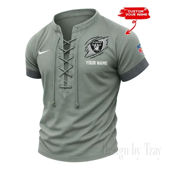 Las Vegas Raiders Men Casual Lace-up Short Sleeve T-shirt New Design 2025 SPTMLUSTS145 - Image 2