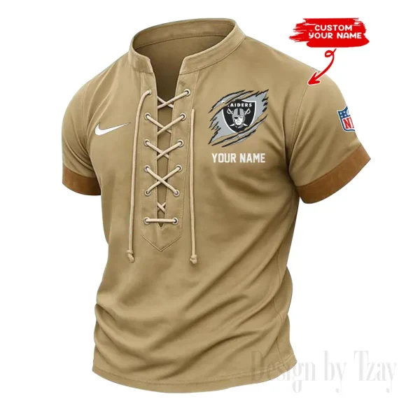 Las Vegas Raiders Men Casual Lace-up Short Sleeve T-shirt New Design 2025 SPTMLUSTS145 - Image 3