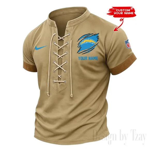 Los Angeles Chargers Men Casual Lace-up Short Sleeve T-shirt New Design 2025 SPTMLUSTS146