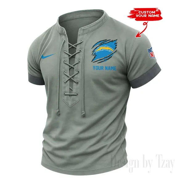 Los Angeles Chargers Men Casual Lace-up Short Sleeve T-shirt New Design 2025 SPTMLUSTS146 - Image 2