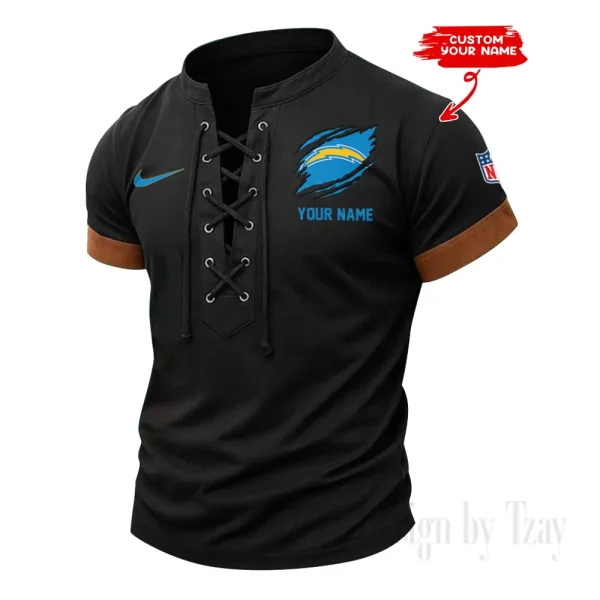 Los Angeles Chargers Men Casual Lace-up Short Sleeve T-shirt New Design 2025 SPTMLUSTS146 - Image 3