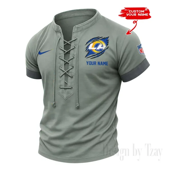 Los Angeles Rams Men Casual Lace-up Short Sleeve T-shirt New Design 2025 SPTMLUSTS147 - Image 2