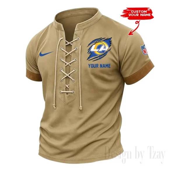 Los Angeles Rams Men Casual Lace-up Short Sleeve T-shirt New Design 2025 SPTMLUSTS147 - Image 3