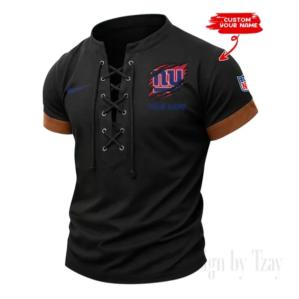 New York Giants Men Casual Lace-up Short Sleeve T-shirt New Design 2025 SPTMLUSTS152 - Image 2