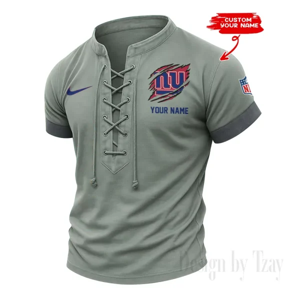 New York Giants Men Casual Lace-up Short Sleeve T-shirt New Design 2025 SPTMLUSTS152 - Image 3
