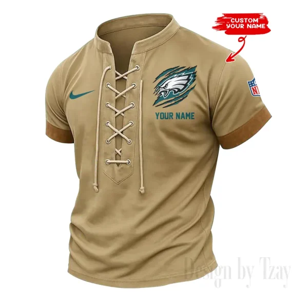 Philadelphia Eagles Men Casual Lace-up Short Sleeve T-shirt New Design 2025 SPTMLUSTS154 - Image 3