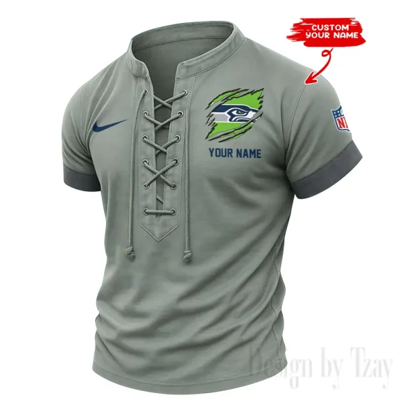 Seattle Seahawks Men Casual Lace-up Short Sleeve T-shirt New Design 2025 SPTMLUSTS157 - Image 3