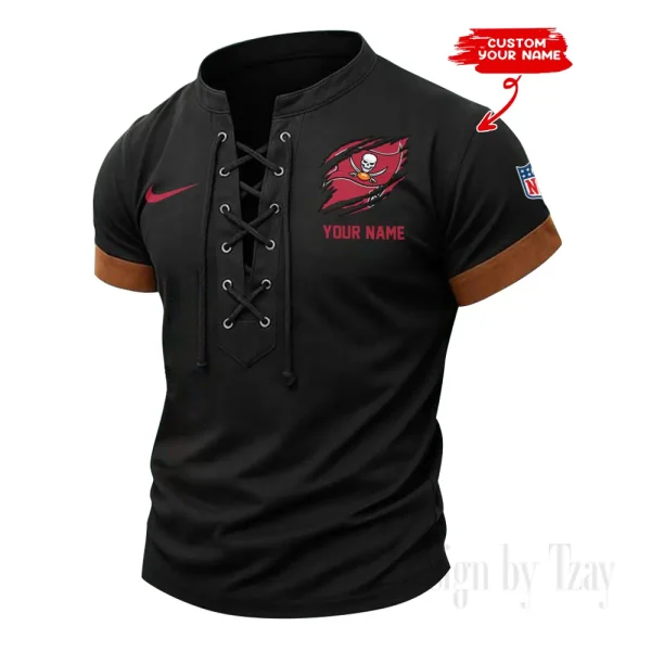 Tampa Bay Buccaneers Men Casual Lace-up Short Sleeve T-shirt New Design 2025 SPTMLUSTS158